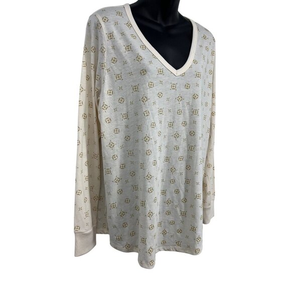 Torrid Women Girlfriend Jersey Top Blouse V-Neck Plus 0X 0 Cream Long Sleeve New - Picture 5 of 9
